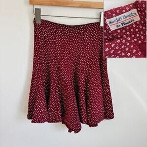 Vtg 80s 90s Red Floral XS High Rise Palazzo Shorts Pimkie Flowy Spring Festival